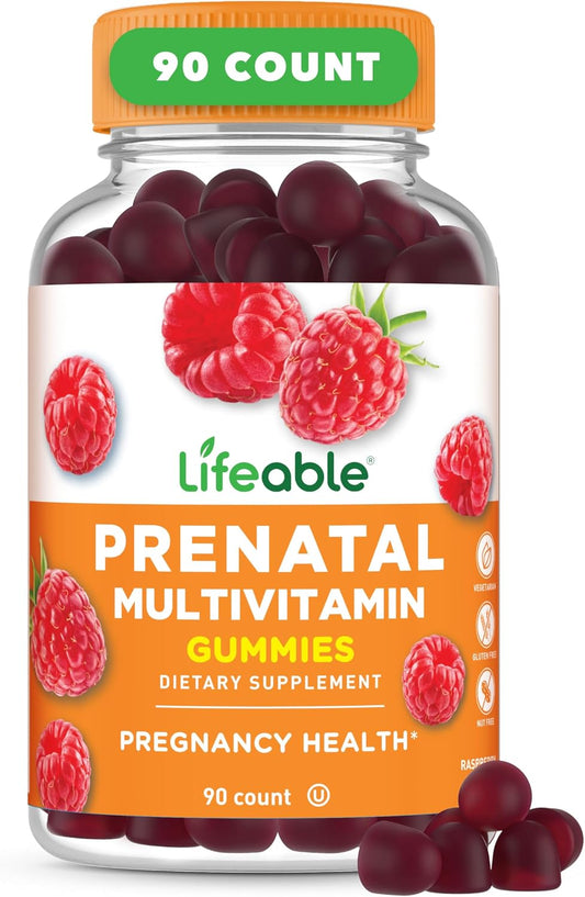 Lifeable Prenatal Multivitamin Gummies for Women | Iron, Choline & Folic Acid | Prenatal Vitamins for Pregnancy Support | Vegetarian, Non-GMO | Berry Flavour | 90 Gummies
