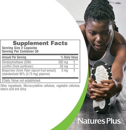 NaturesPlus PRO DIM 200 mg - 60 Capsules - Supports Healthy Oestrogen Levels - Non-GMO, Vegan & Gluten-free - 30 Servings