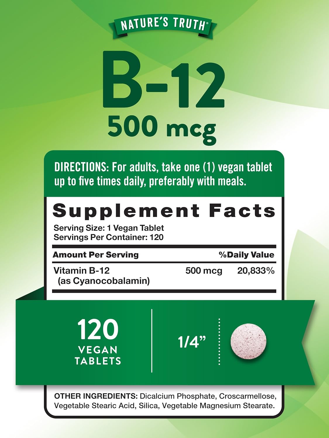 Nature's Truth Vitamin B12 500 mcg - 120 – Nervous system function: It supports the normal function of the nervous – Image 2