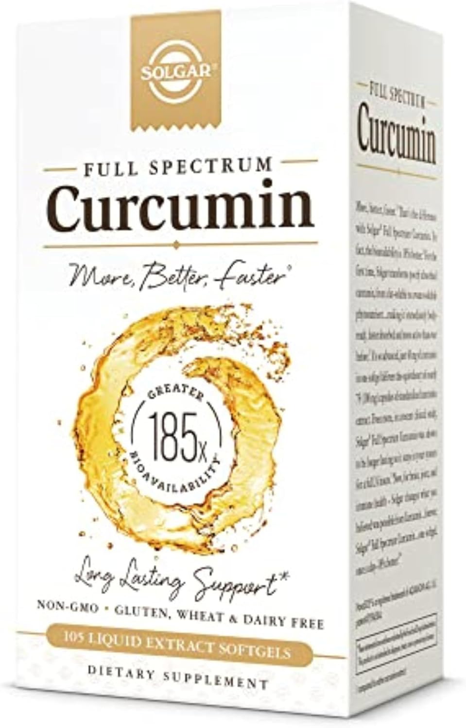 Solgar Full Spectrum Curcumin – 105 LiCaps – Superior Absorption – Brain, Joint & Immune Health – Vegan, Gluten-Free, Non-GMO, Dairy-free – 105 Servings - görsel 1