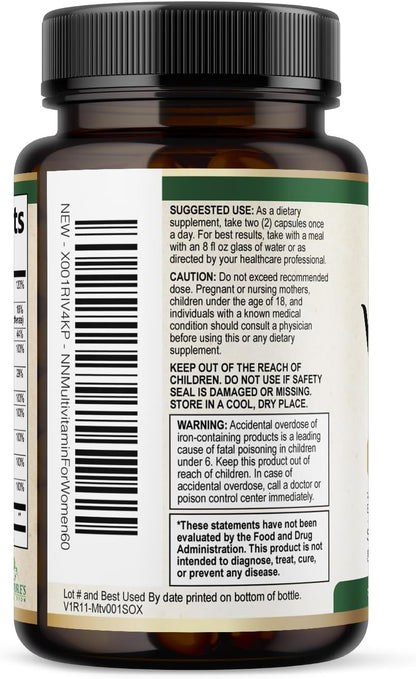 Multivitamin for Women – Complete Daily Supplement with Vitamins A, C, D, E, B6, B12, Zinc, Calcium & Magnesium – Supports Energy, Immunity and Hair, Skin & Nails – 60 Capsules