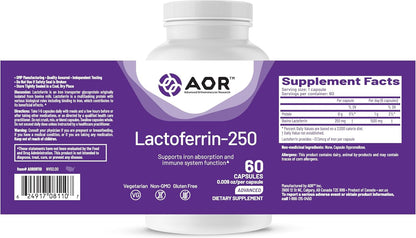 AOR Lactoferrin 250mg, 60 Vegetarian Capsules