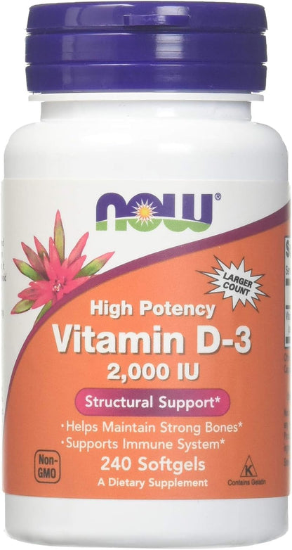 NOW Foods Vitamin D-3 2000 IU (50 µg) 240 Softgels