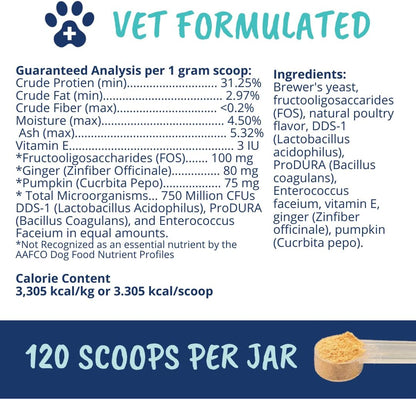 Under The Weather Pet Probiotic Powder for Dogs – Vet-Formulated Digestive Supplement with Beneficial Bacteria, 120 Servings