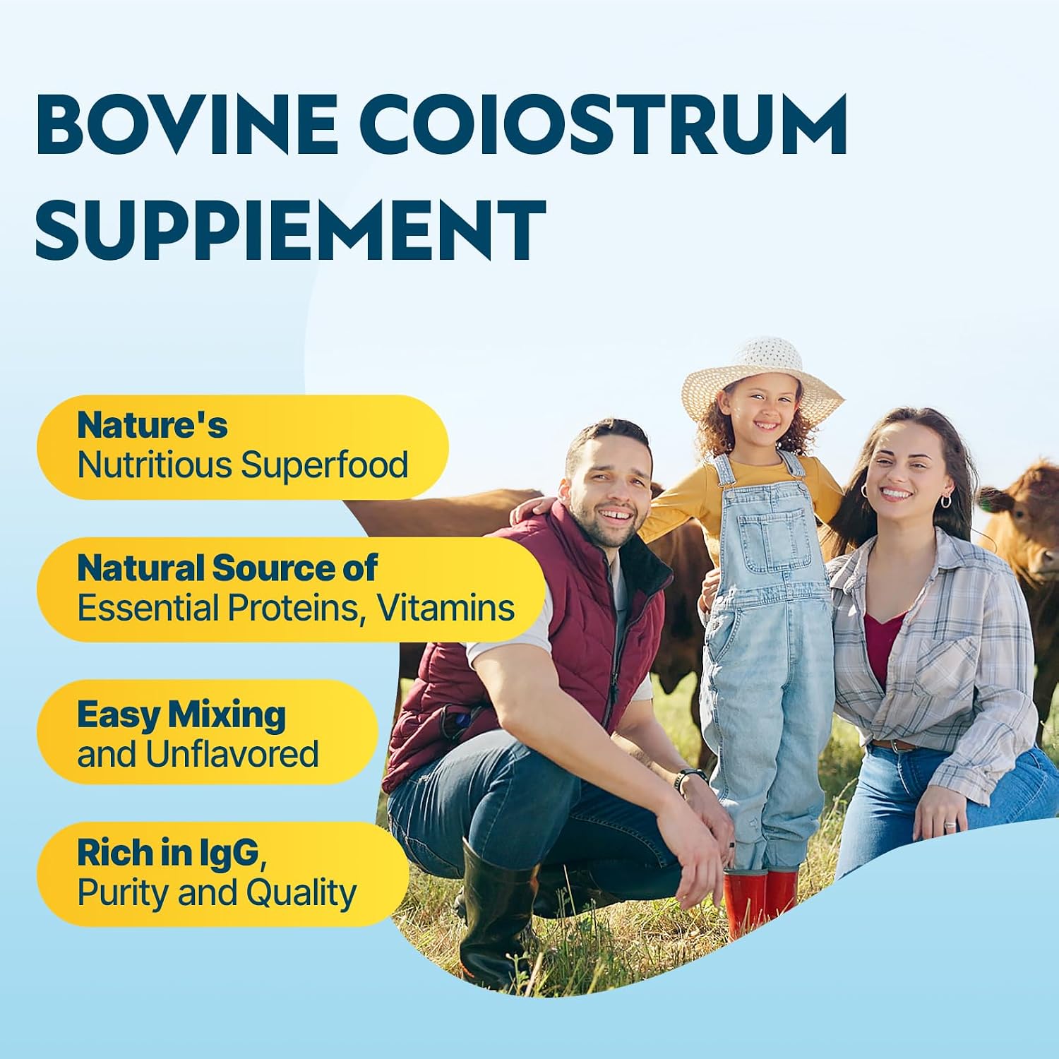 Energievoll Bovine Colostrum Food Supplement Powder - 60% IgG 3000 mg, Grass-Fed, Unflavoured (50 Servings) - görsel 3