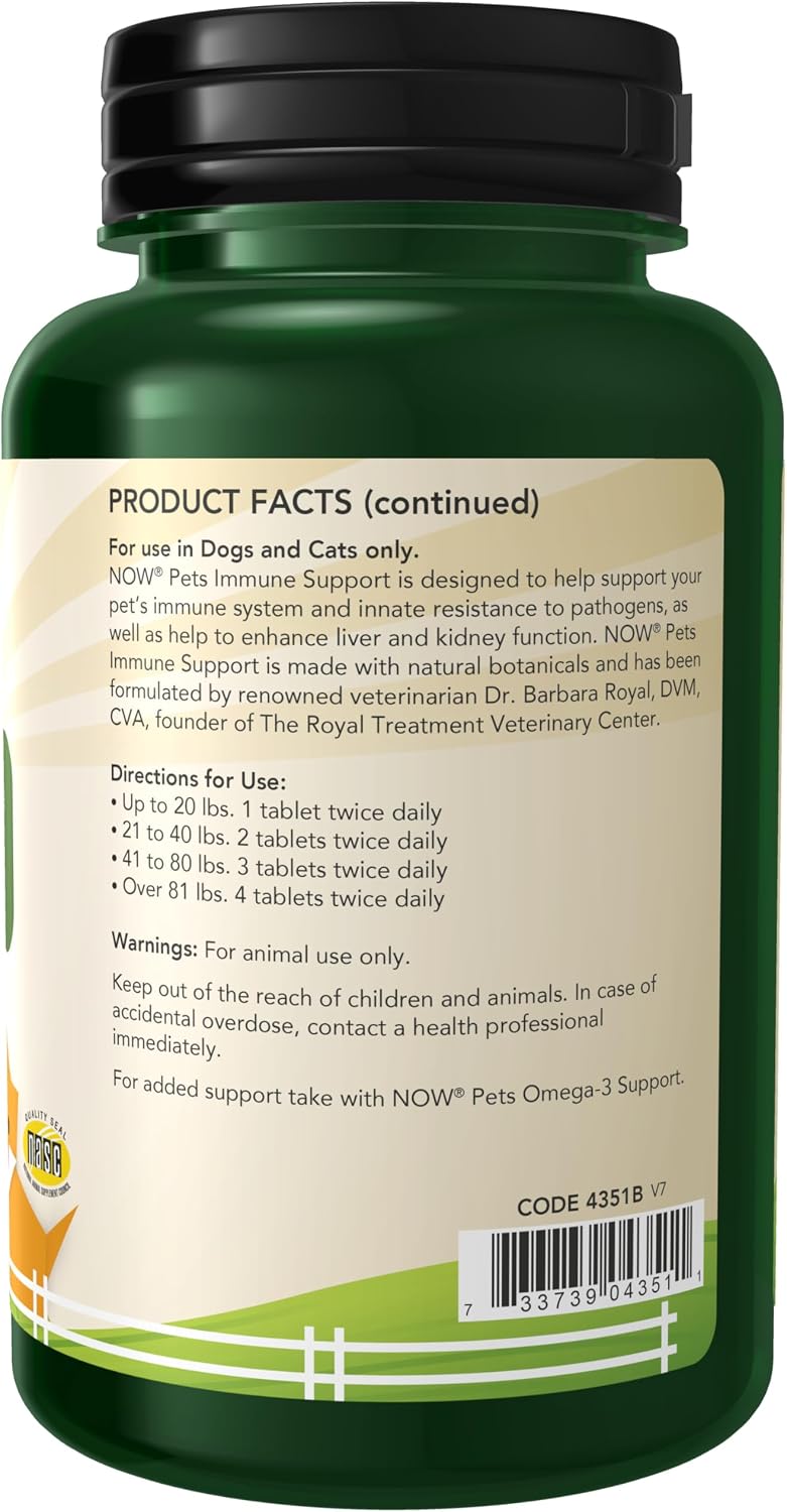 NOW Pet Health Immune Support Supplement for Cats & Dogs – NASC Certified, 90 Chewable Tablets - görsel 2