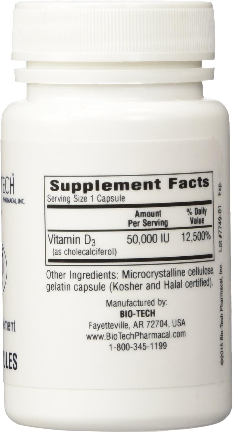 BioTech Pharmacal D3-50 (50,000 IU) – 100 Capsules - görsel 2