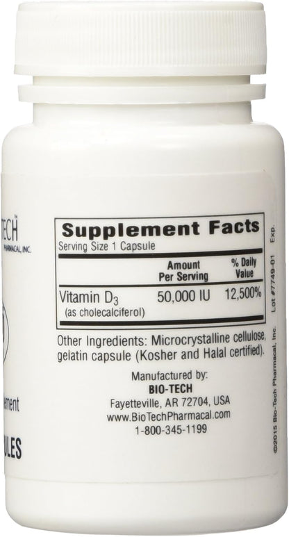 BioTech Pharmacal D3-50 (50,000 IU) – 100 Capsules