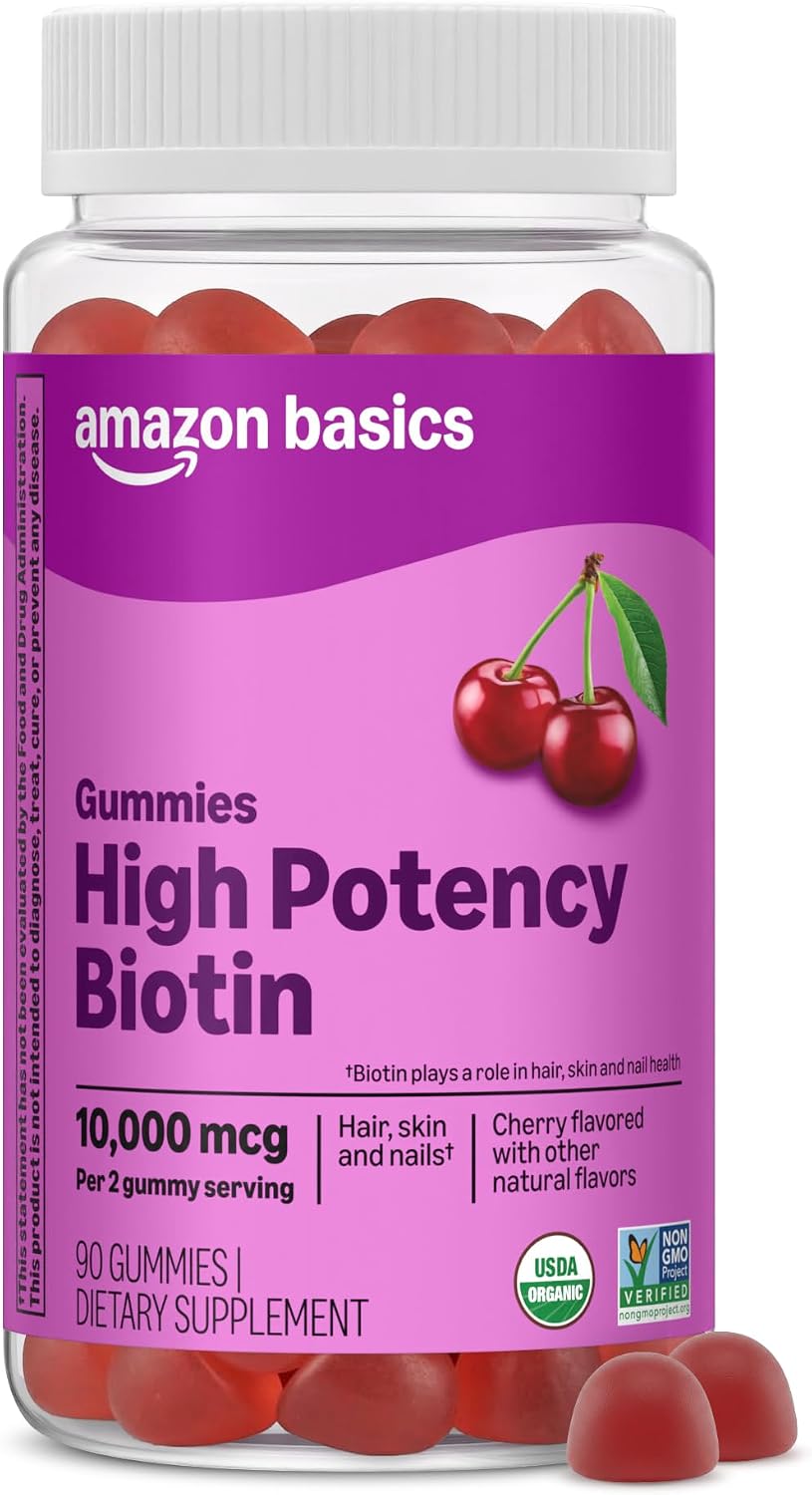 Amazon Basics Biotin 10,000mcg Gummy, 90 Gummies - görsel 1