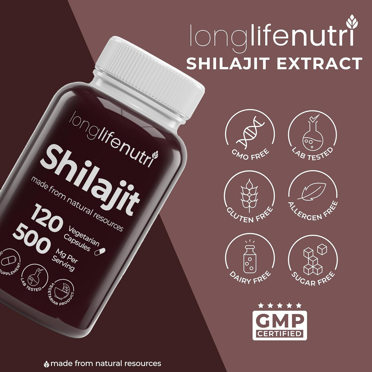 Shilajit Pure Himalayan Extract 500mg with 15% Fulvic Acid 500mg - 120 Vegetarian Capsules, 4 Month Supply, Organic Supplement for Vitality & Mental Clarity, Made in USA, Gluten-free, Non-GMO - görsel 8