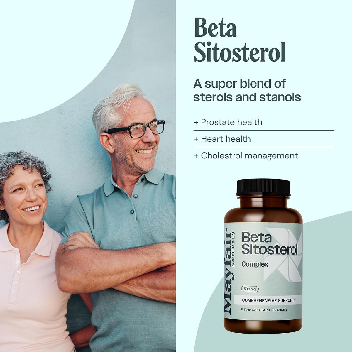 Mayfair Naturals Beta Sitosterol Complex, 500mg, Plant Sourced, 90 Tablets - görsel 2
