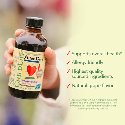 CHILDLIFE ESSENTIALS Aller-Care - Natural Liquid Relief for Children & Toddlers, Seasonal Support Syrup with Elderberry, Zinc, Bromelain & Vitamin C, Immune Support Formula - 118 ml