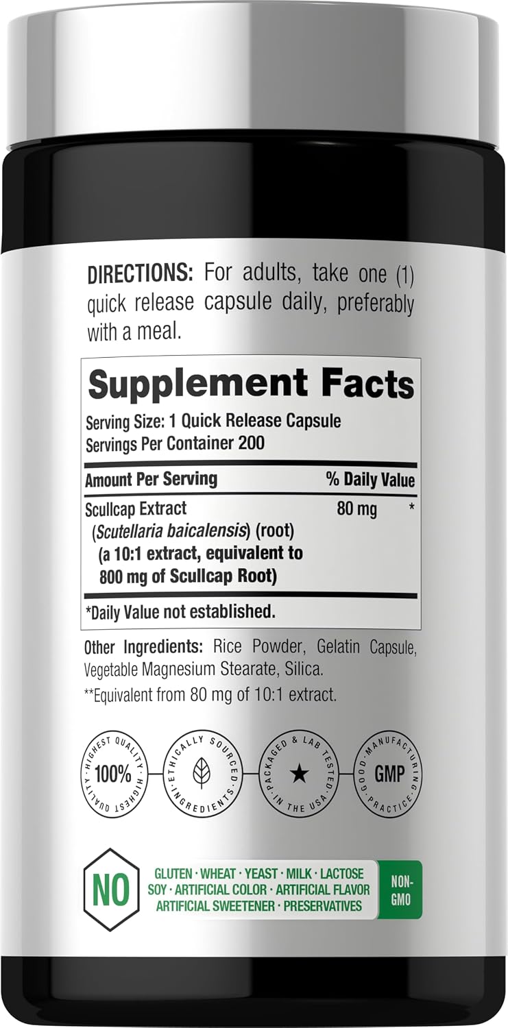 Horbaach Skullcap Herb Extract - 200 Capsules - görsel 2