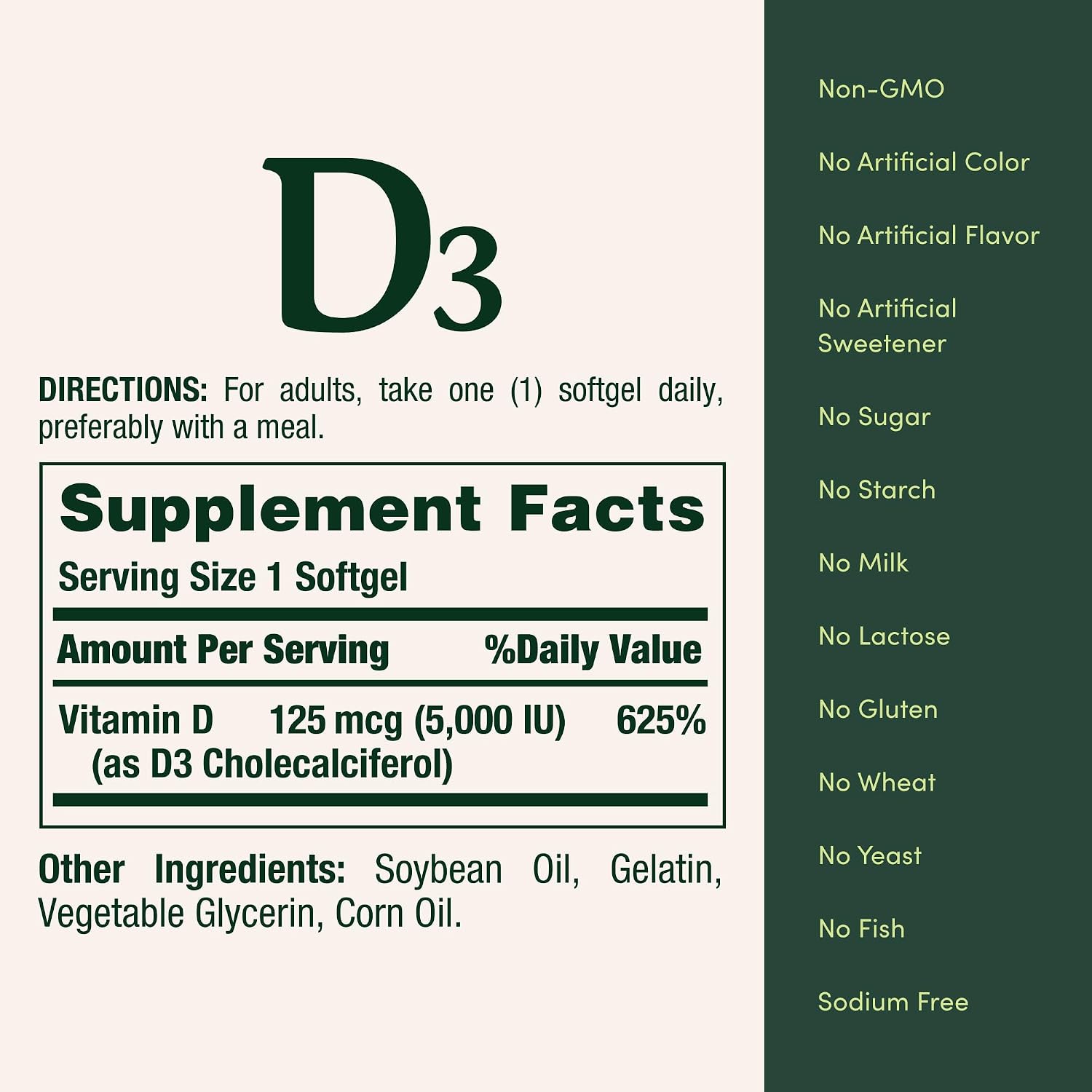 Nature's Bounty Vitamin D3 5000 IU Softgels, Rapid Release, Immune Support, 150 Count - görsel 5