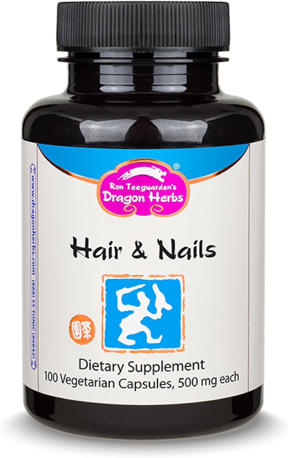 Dragon Herbs Hair and Nails | All-Natural Supplement to Support Hair, Nails, Healthy Ageing, and Circulation | All-Natural Ingredients, Non-GMO (100 Capsules, 500 mg per Capsule) - görsel 1