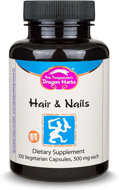 Dragon Herbs Hair and Nails | All-Natural Supplement to Support Hair, Nails, Healthy Ageing, and Circulation | All-Natural Ingredients, Non-GMO (100 Capsules, 500 mg per Capsule)