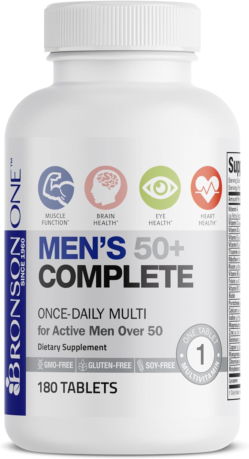 Bronson ONE Daily Mens 50+ Complete Multivitamin Multimineral, 180 Tablets - görsel 5