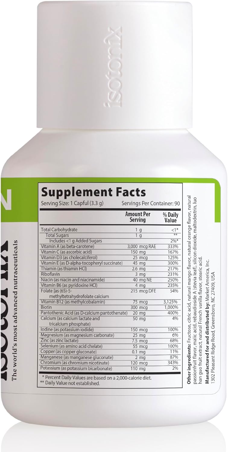 Isotonix Multivitamin Powder Without Iron – Methylated B Vitamins, Antioxidant & Mineral Support – Fast-Mix Isotonic Delivery – Vegetarian, Gluten-Free, Non-GMO – Natural Fruit Flavour – 90 Servings - görsel 8