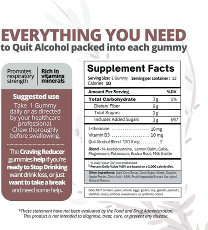 Drop The Craving Quit Alcohol Gummy - Craving Support - 60 Gummies