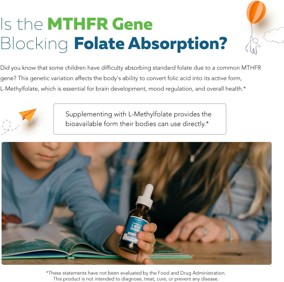 Organic Kids L-Methylfolate + Methyl B12 Cofactor - MTHFR Sublingual Form - 5-MTHF, Superior Form of Folate - Adjustable Dosage for All Ages - Mood, Behaviour, Cognition - Organic Berry Flavour, 30 ml - görsel 8
