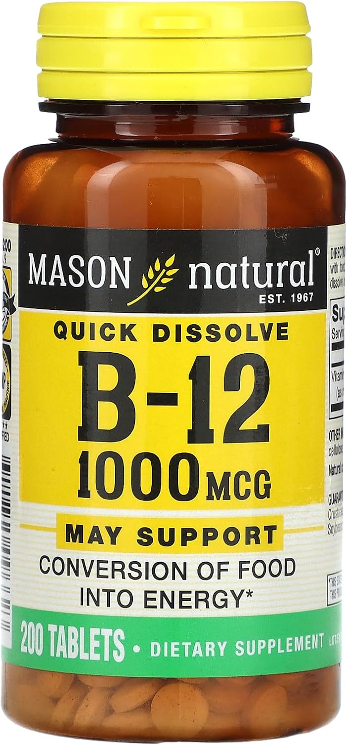 Mason Natural B-12 1000mcg Tablets, 200 Tablets - görsel 1