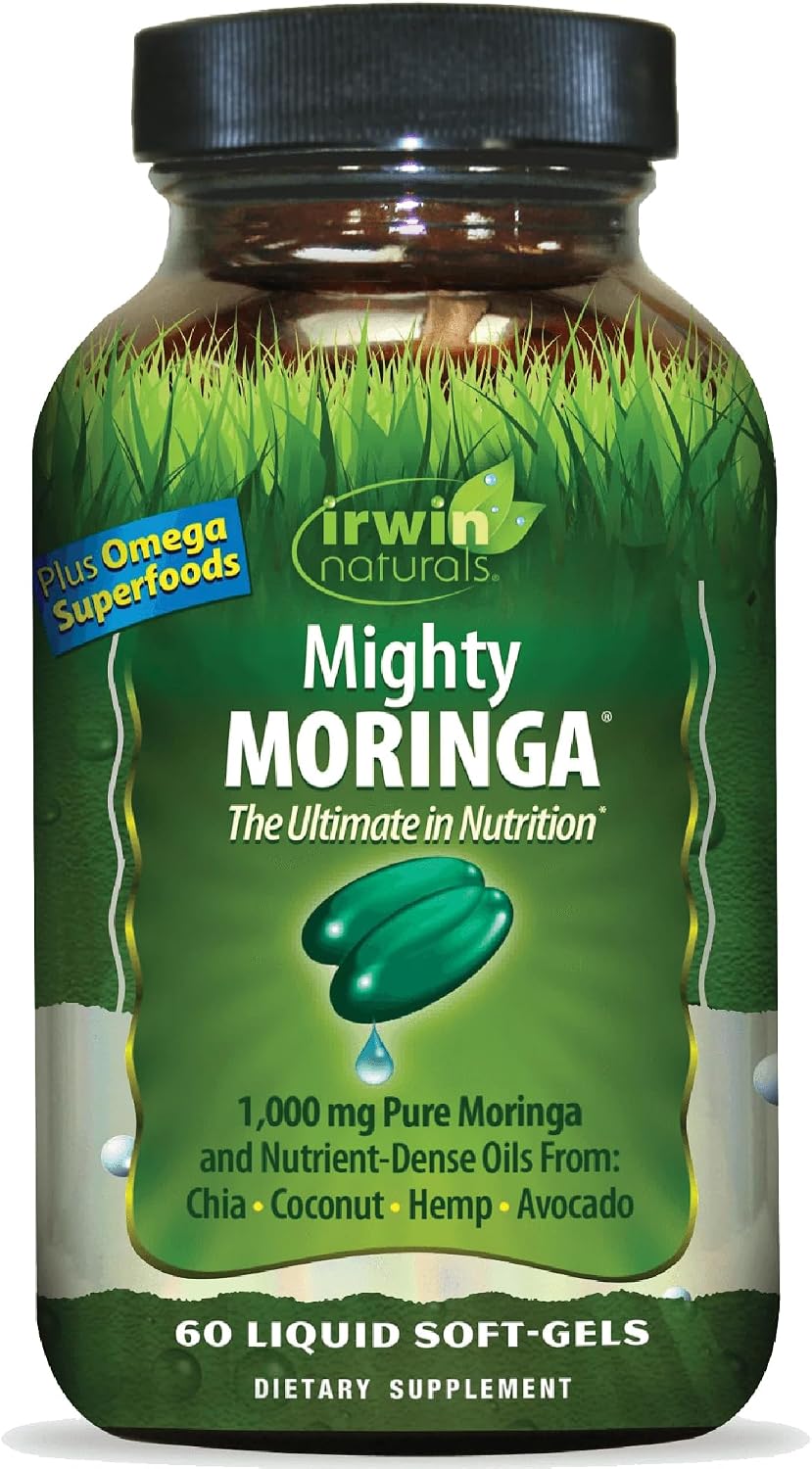 Irwin Naturals Mighty Moringa – 60 Liquid Soft-Gels – Whole-Plant Superfood & Daily Nutrient Concentrate - görsel 1