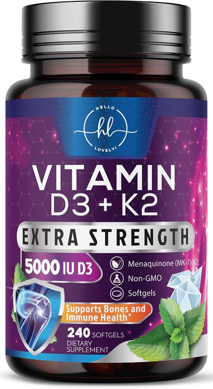 Hello Lovely! Vitamin D3 5000 IU with K2 MK-7 - 240 Soft Capsules - görsel 1