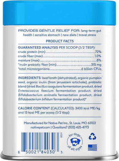 Native Pet Probiotics for Dogs – Vet-Formulated Probiotic Powder for Gut & Digestive Health (6 Billion CFUs, 120 Scoops)