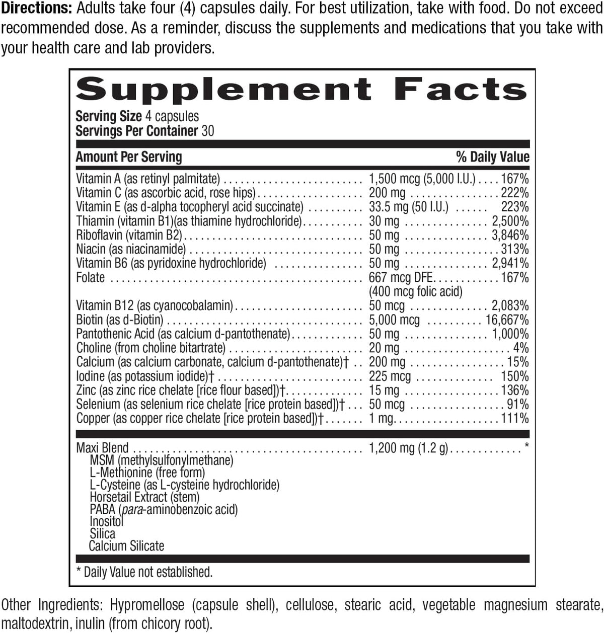 Country Life Maxi-Hair Plus Hair, Skin & Nails Vitamin with 5,000 mcg Biotin - 120 Vegetarian Capsules - görsel 7