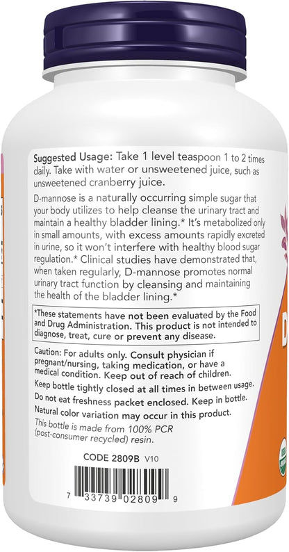 NOW Foods D-Mannose Powder, Non-GMO, 170g