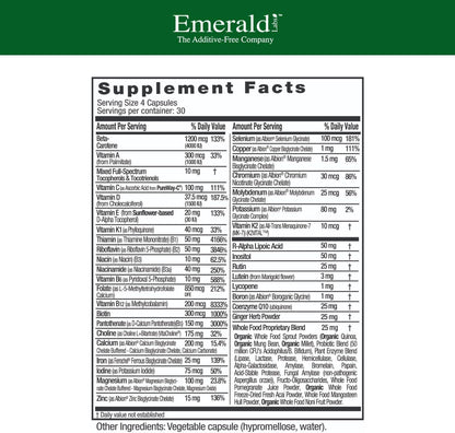 EMERALD LABS Prenatal Clinical Multi - Prenatal Multivitamin with Methylfolate, Albion Chelated Gentle Iron, Wholefood Ingredients & More - Soya & Gluten-Free - 120 Vegetable Capsules