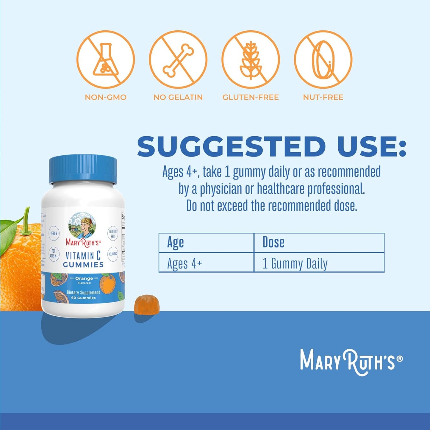 MaryRuth Organics Vegan Vitamin C Gummies – Immune Support – 60 Gummies - görsel 3