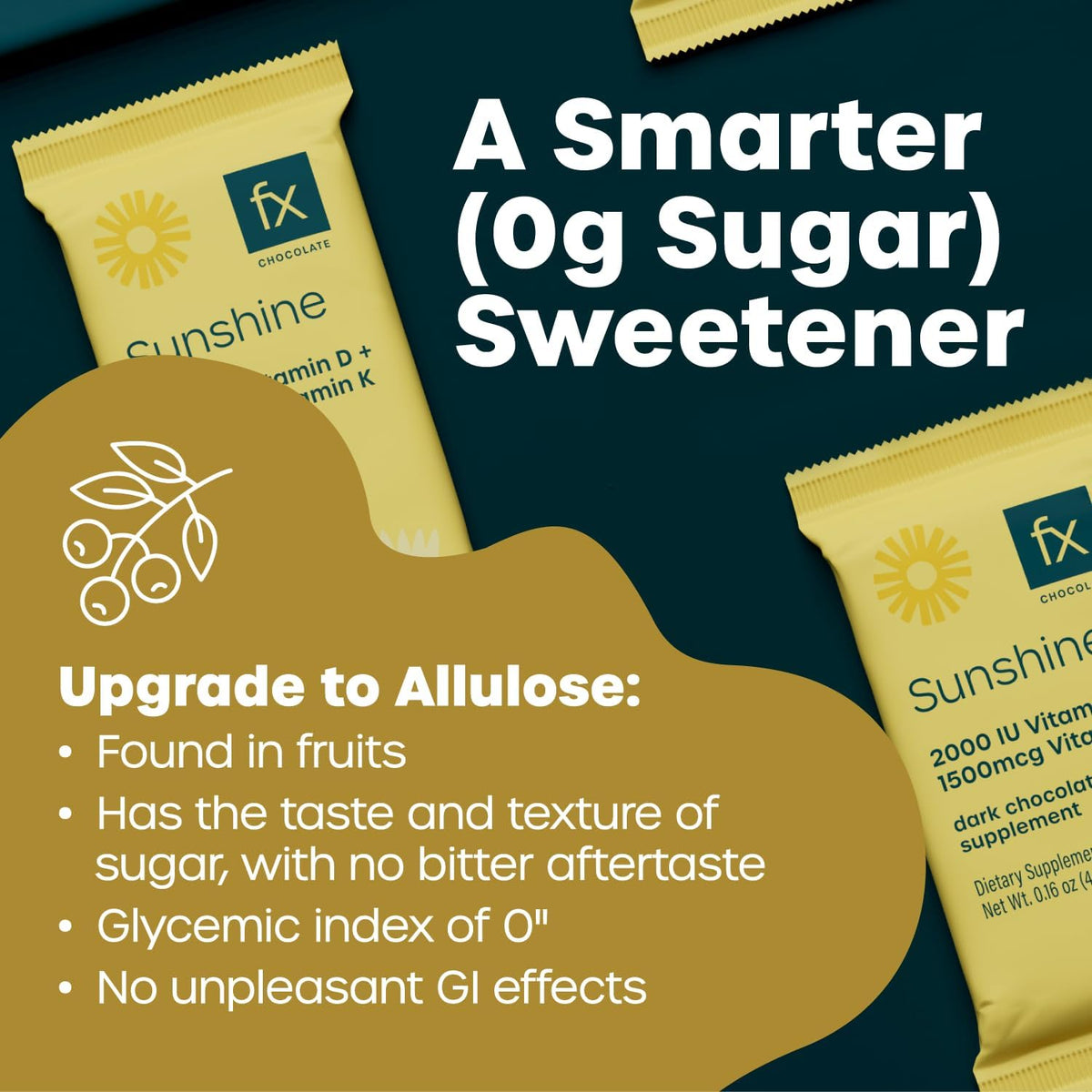 FX Chocolate Sunshine - Vitamin D Sugar-Free Chocolate, 2000 IU D3 with Vitamin K, Keto-Friendly, Box of 15 - görsel 5