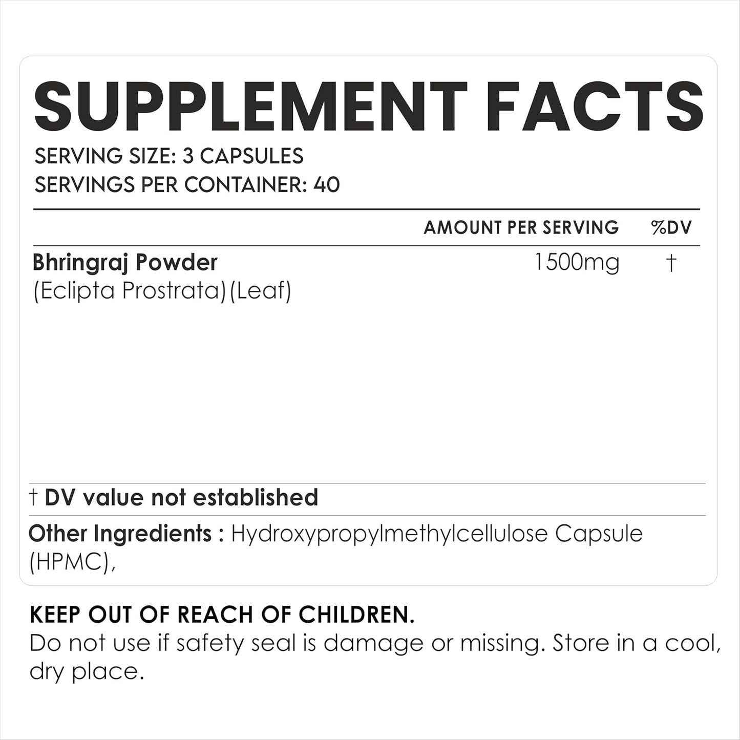 Amalth Bhringraj Capsules 1500 mg - Eclipta Prostrata Leaf Powder - 120 Vegetarian Capsules - görsel 2