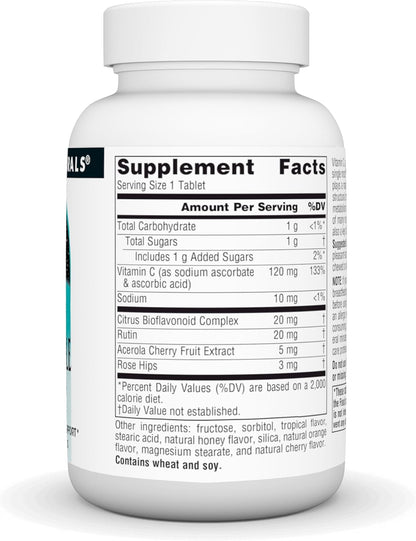 Source Naturals Chewable C, Acerola Cherry, for Immune System Support* – 120mg – 100 Fruit Flavoured Tablets