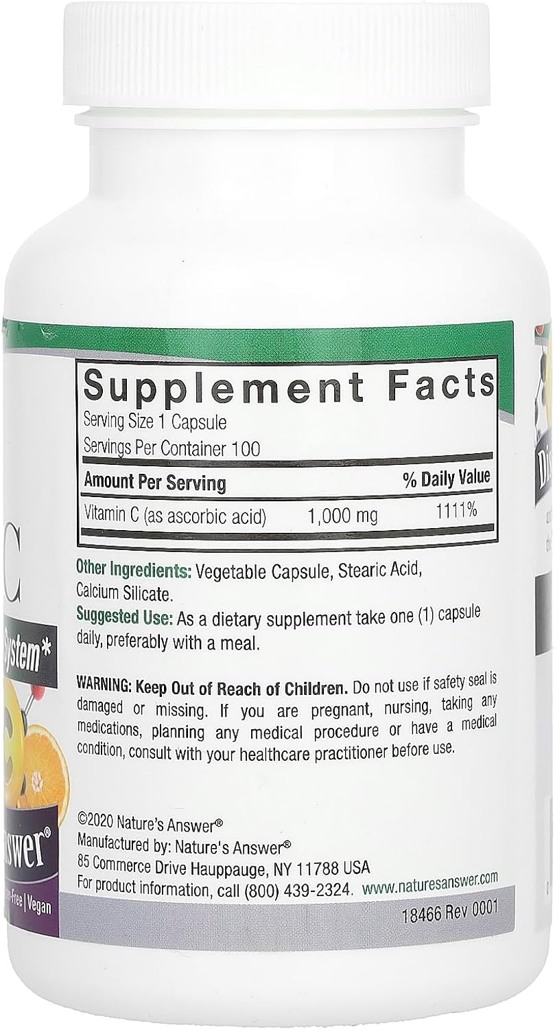 Nature's Answer Vitamin C Capsules, 1000 mg, 100 Capsules - görsel 2