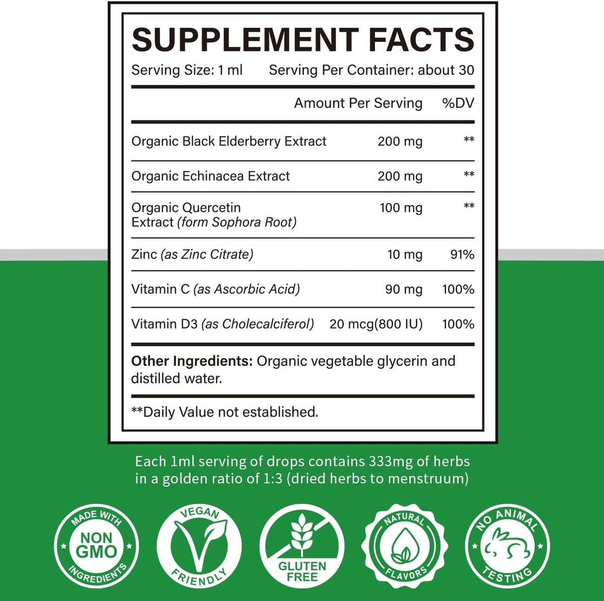 Cofure Zinc Quercetin Vitamin C D3 Liquid Immune Defence Drops with Organic Echinacea and Elderberry, 30 ml - görsel 6