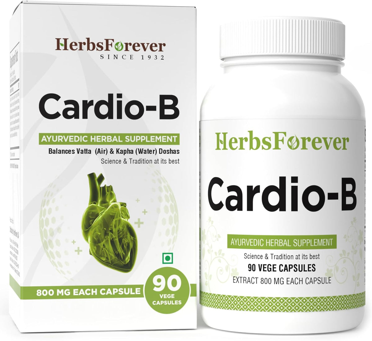Cardio-B Ayurvedic Herbal Supplement - 90 Veg Capsules (800 mg Each) - görsel 1