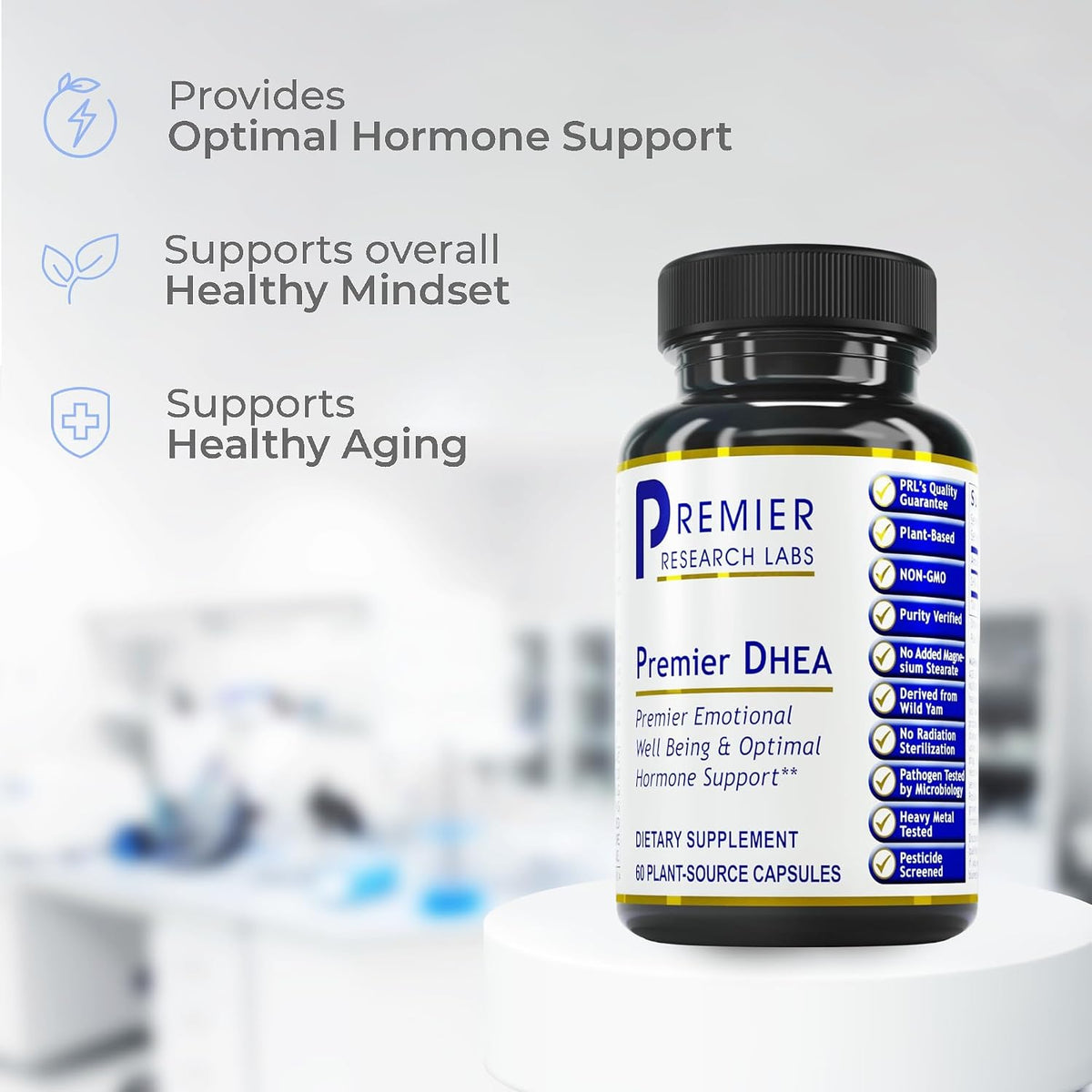 Premier Research Labs Premier DHEA - DHEA Supplement for Women and Men, Pure DHEA 25mg, Hormone Support for Healthy Ageing, Wild Yam DHEA, Vegan Friendly - 60 Vegetarian Capsules - görsel 4