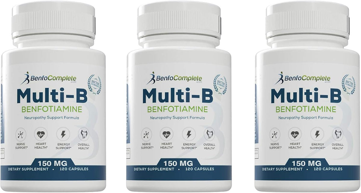 Benfotiamine Multi-B Nerve Support Formula - 150mg, 120 Gelatine Capsules (Pack of 3 Bottles) - görsel 1