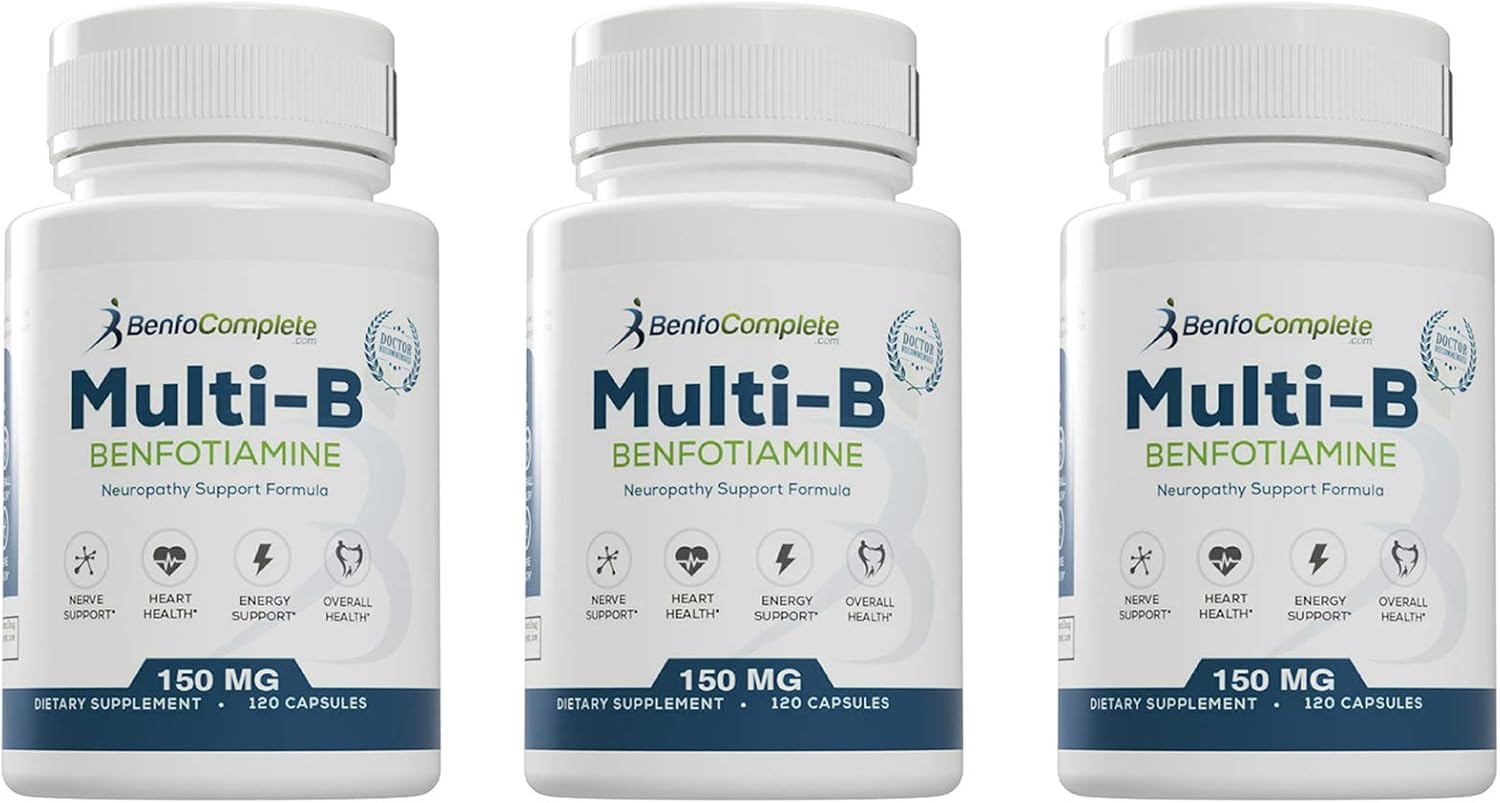 Benfotiamine Multi-B Nerve Support Formula - 150mg, 120 Gelatine Capsules (Pack of 3 Bottles) - görsel 1