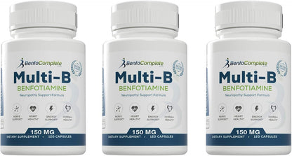 Benfotiamine Multi-B Nerve Support Formula - 150mg, 120 Gelatine Capsules (Pack of 3 Bottles)
