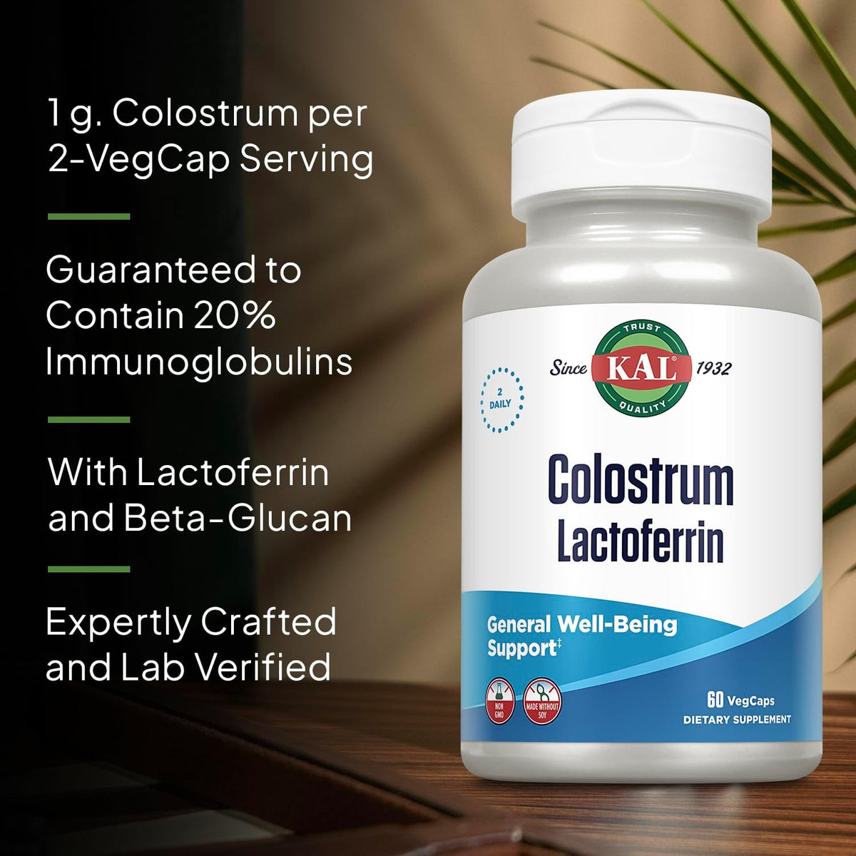 KAL Colostrum Lactoferrin – 20% Immunoglobulins, Lactoferrin & Beta Glucan – Immune Support Food Supplement, 60 Capsules - görsel 4
