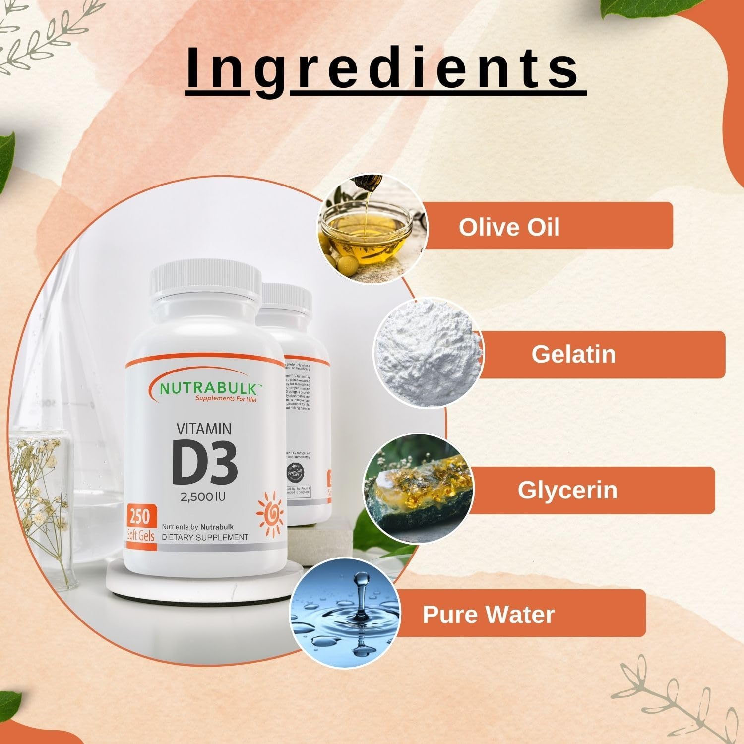 Vitamin D3 2500 IU Softgels - High-Potency Daily Supplement - Non-GMO, Gluten-Free - 250 Softgels - görsel 9