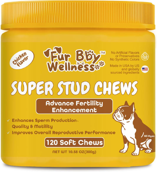 Reproductive Health Supplement for Dogs - Fertility & Breeding Support Soft Chews with L-Carnitine, Zinc, Ginseng & Vitamins - Supports Reproductive Cells, Testosterone & Vitality - 120 Count