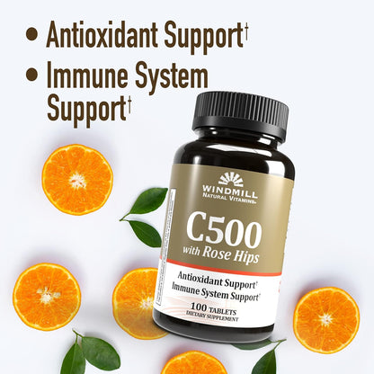 Windmill C-500 with Rose Hips Tablets, 100 Tablets