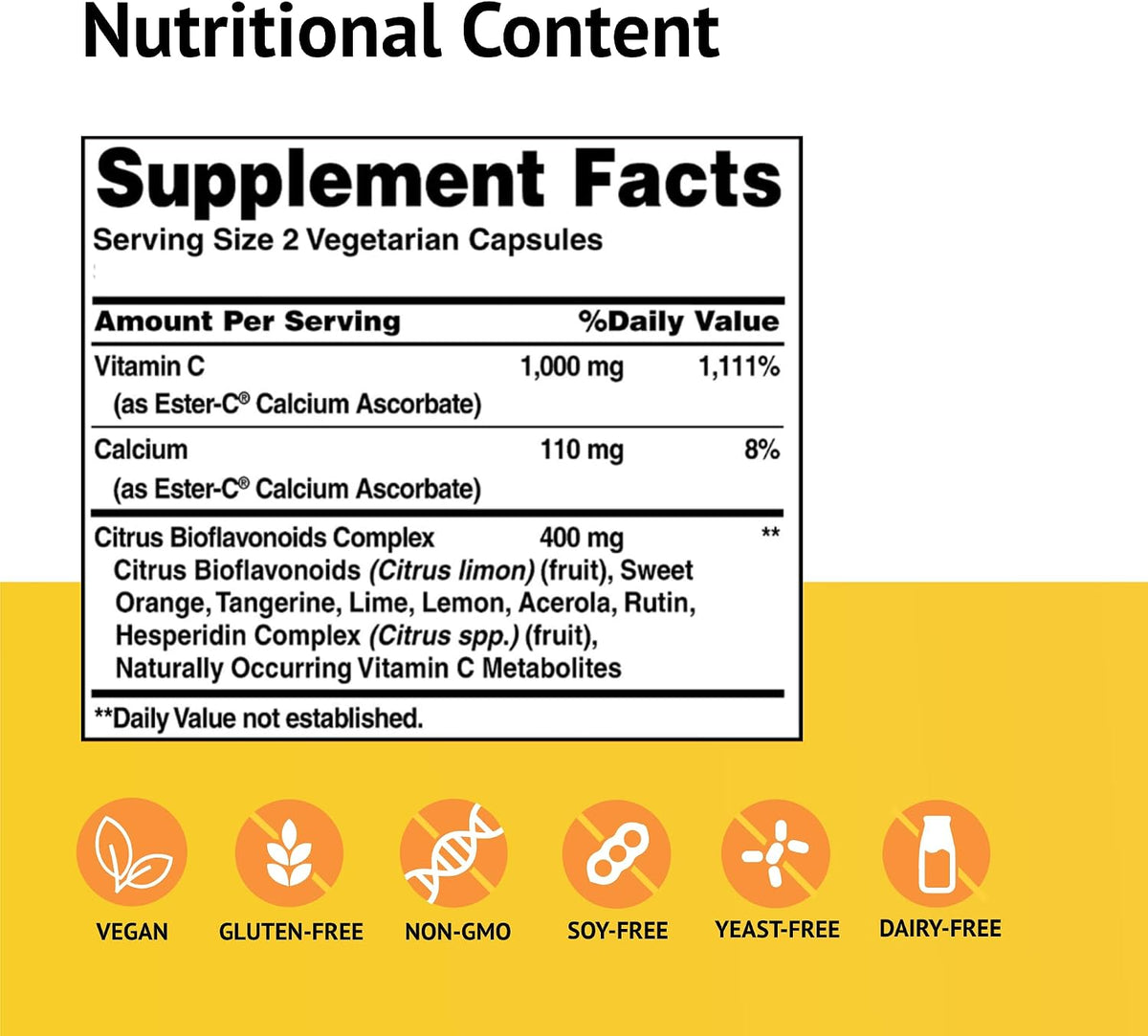 American Health Ester-C 500 mg with Citrus Bioflavonoids - 120 Vegetarian Capsules - 24-Hour Immune Support - Non-GM, Vegan, Gluten-free - 60 Servings - görsel 2