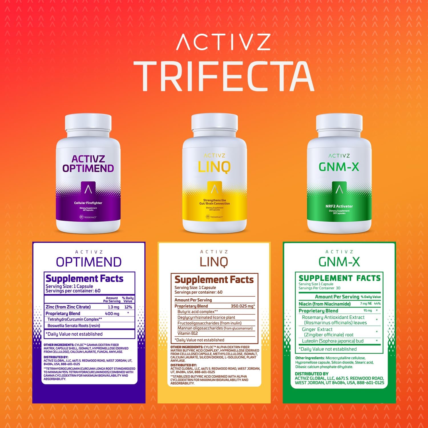 ACTIVZ Trifecta: GNM-X, Optimend, LINQ - Cellular, Mobility & Cognitive Support (3-Pack) - görsel 2