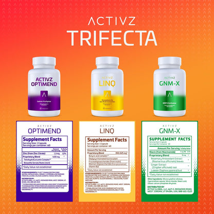 ACTIVZ Trifecta: GNM-X, Optimend, LINQ - Cellular, Mobility & Cognitive Support (3-Pack)