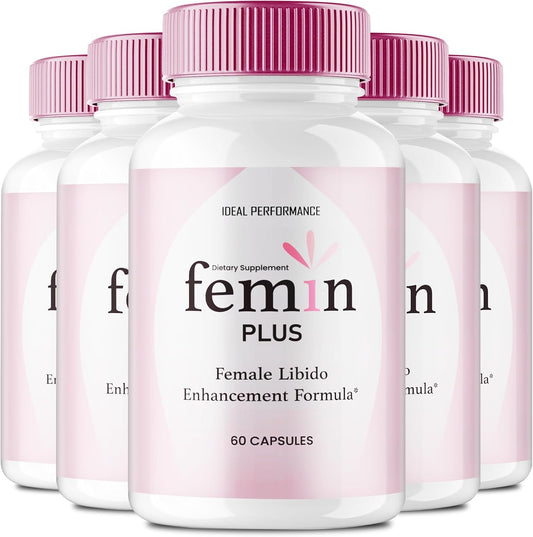 Femin Plus Capsules - Maximum Strength All-Natural Women's Food Supplement (5 Pack)